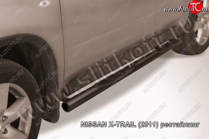 12 399 р. Защита порогов Slitkoff Nissan X-trail 2 T31 дорестайлинг (2007-2011) (Цвет: серебристый)  с доставкой в г. Воронеж