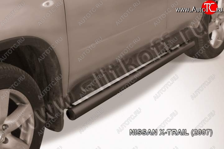 10 599 р. Защита порогов Slitkoff  Nissan X-trail  2 T31 (2007-2011) дорестайлинг (Цвет: серебристый)  с доставкой в г. Воронеж