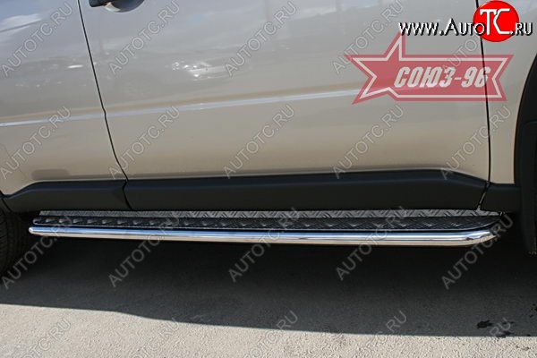 14 039 р. Защита порогов с листом Souz-96 (d42).  Nissan X-trail  2 T31 (2007-2011) дорестайлинг  с доставкой в г. Воронеж