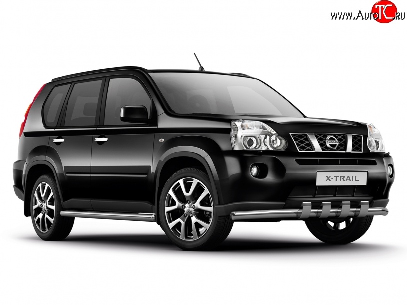 7 999 р. Защита порогов из круглой трубы диаметром 63 мм Petroil Tuning  Nissan X-trail  2 T31 (2007-2011) дорестайлинг  с доставкой в г. Воронеж