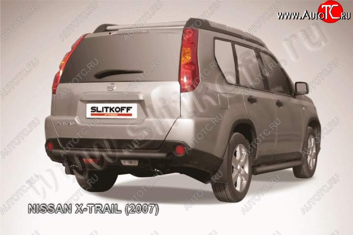 6 399 р. Защита заднего бампера из трубы d57 Slitkoff  Nissan X-trail  2 T31 (2007-2011) дорестайлинг (Цвет: серебристый)  с доставкой в г. Воронеж