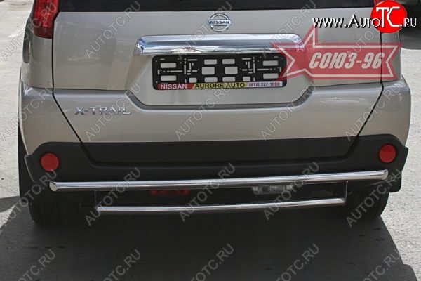 15 119 р. Защита заднего бампера двойная Souz-96 (d42-42) Nissan X-trail 2 T31 дорестайлинг (2007-2011)  с доставкой в г. Воронеж