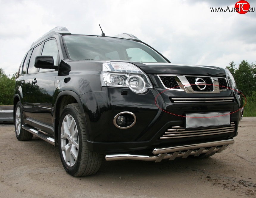 2 204 р. Декоративная вставка воздухозаборника Novline (d16 мм, верхняя) Nissan X-trail 2 T31 рестайлинг (2010-2015)  с доставкой в г. Воронеж