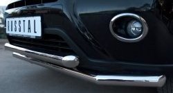 17 649 р. Защита переднего бампера (2 трубыØ63 мм, нержавейка) SLITKOFF  Nissan X-trail  2 T31 (2010-2015) рестайлинг  с доставкой в г. Воронеж. Увеличить фотографию 3