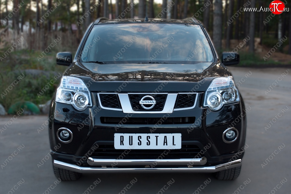 17 649 р. Защита переднего бампера (2 трубыØ63 мм, нержавейка) SLITKOFF  Nissan X-trail  2 T31 (2010-2015) рестайлинг  с доставкой в г. Воронеж