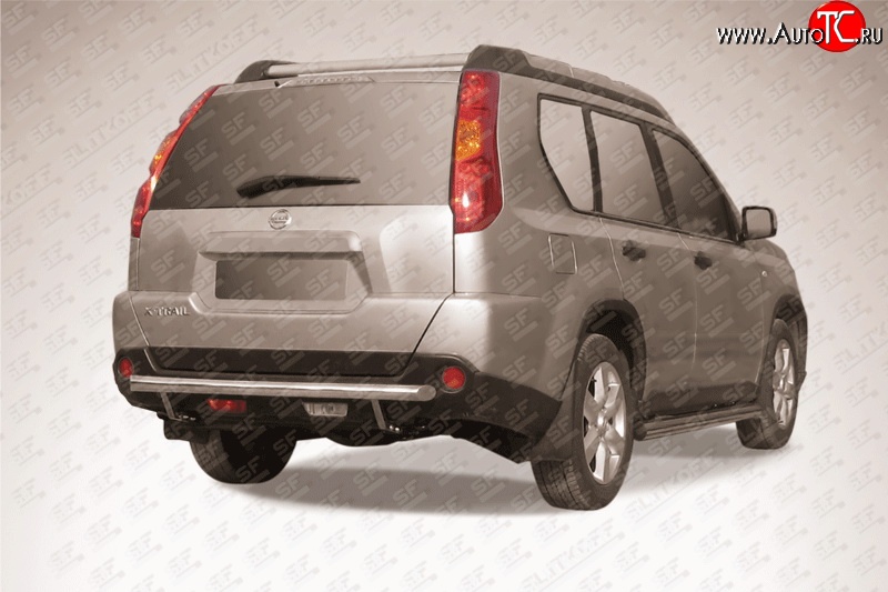 8 999 р. Одинарная защита заднего бампера из трубы диаметром 57 мм Slitkoff Nissan X-trail 2 T31 рестайлинг (2010-2015) (Цвет: нержавеющая полированная сталь)  с доставкой в г. Воронеж