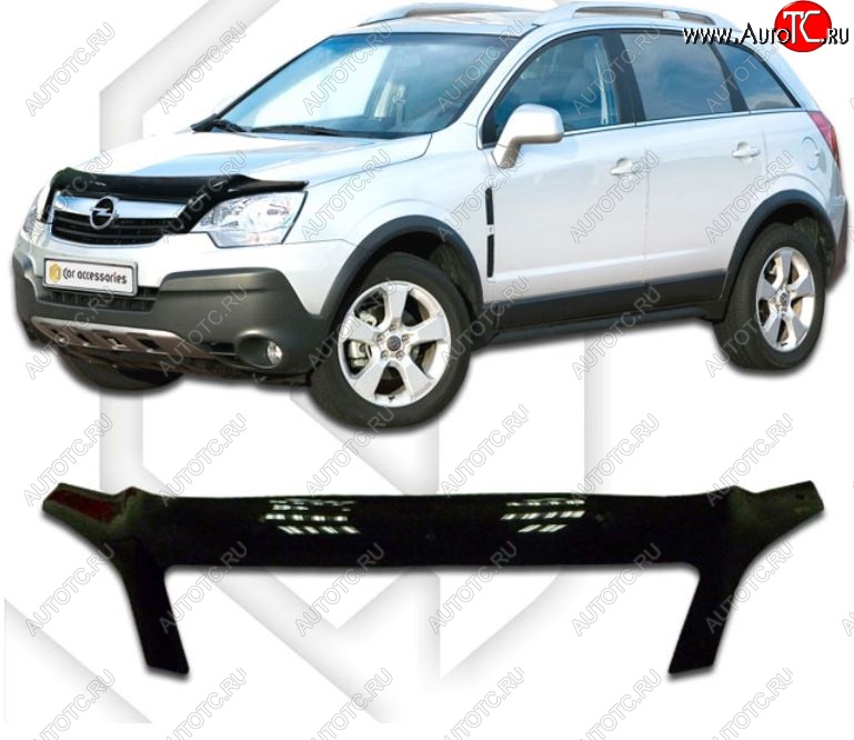 2 599 р. Дефлектор капота CA-Plastiс Opel Antara рестайлинг (2010-2015) (Classic черный, Без надписи)  с доставкой в г. Воронеж