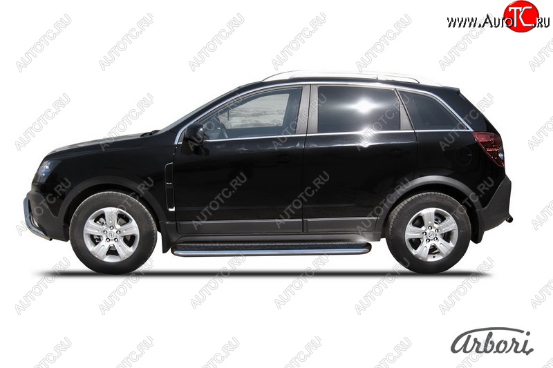 14 219 р. Защита штатных порогов с листом Arbori (нержавейка, алюминий, d57) Opel Antara (2006-2010)  с доставкой в г. Воронеж