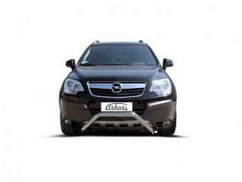 Защита переднего бампера Arbori (низкая - mini, нержавейка, 1 труба d57 mm). Opel Antara (2006-2010)