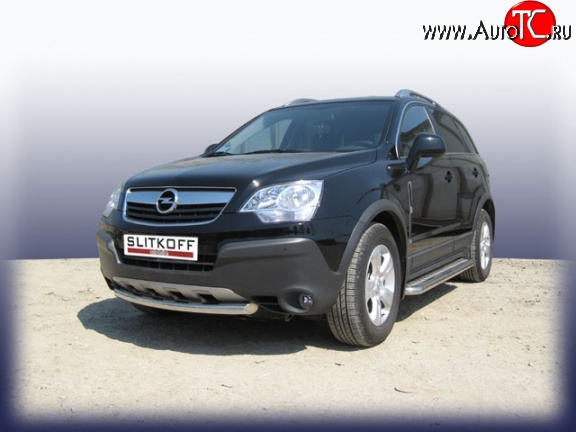 6 499 р. Одинарная защита переднего бампера из трубы диаметром 57 мм Slitkoff Opel Antara (2006-2010) (Цвет: нержавеющая полированная сталь)  с доставкой в г. Воронеж