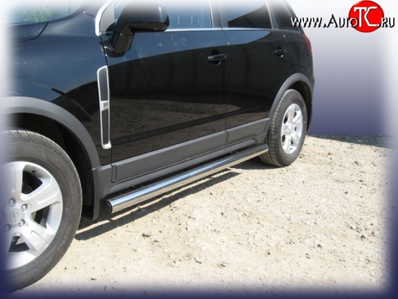 14 999 р. Защита порогов из круглой трубы диаметром 57 мм Slitkoff Opel Antara (2006-2010) (Цвет: нержавеющая полированная сталь)  с доставкой в г. Воронеж