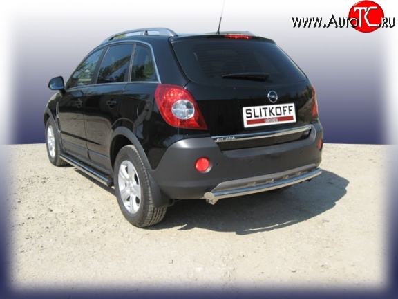 9 799 р. Одинарная защита заднего бампера из трубы диаметром 57 мм Slitkoff  Opel Antara (2006-2010) (Цвет: нержавеющая полированная сталь)  с доставкой в г. Воронеж
