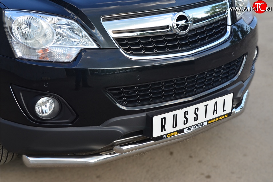 16 949 р. Защита переднего бампера (2 трубыØ63 и 42 мм, нержавейка) SLITKOFF  Opel Antara (2010-2015) рестайлинг  с доставкой в г. Воронеж