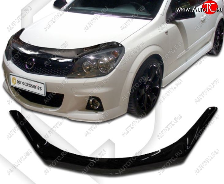 2 159 р. Дефлектор капота CA-Plastiс  Opel Astra  H (2004-2007) седан дорестайлинг (серия Classic черный, Без надписи)  с доставкой в г. Воронеж