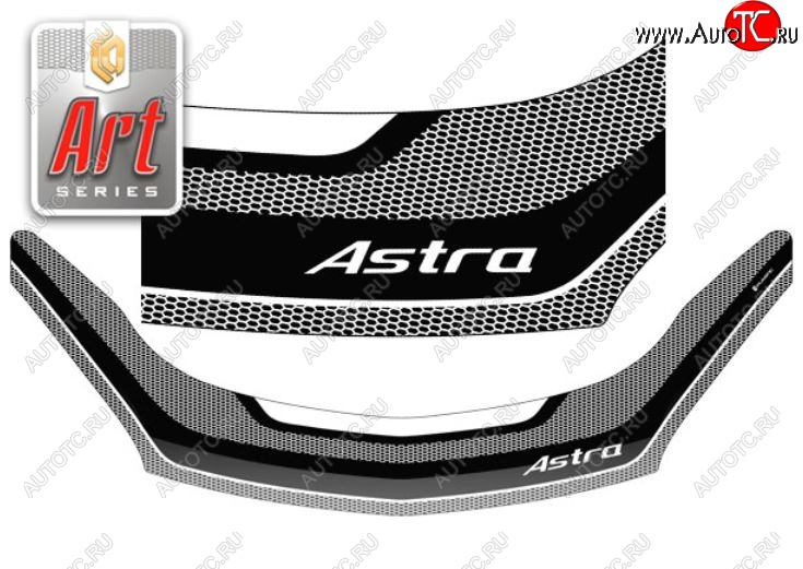 2 399 р. Дефлектор капота CA-Plastiс  Opel Astra  H (2004-2007) седан дорестайлинг (серия Art серебро)  с доставкой в г. Воронеж