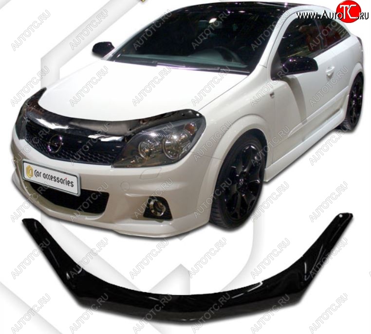 2 159 р. Дефлектор капота CA-Plastiс  Opel Astra  H (2004-2015) хэтчбек 5дв дорестайлинг, хэтчбек 5дв рестайлинг (серия Classic черный, Без надписи)  с доставкой в г. Воронеж