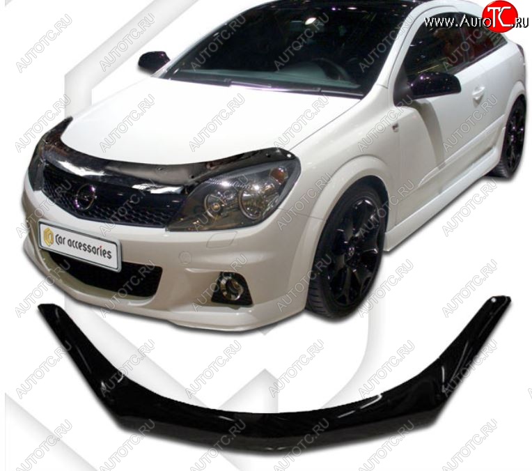 2 159 р. Дефлектор капота CA-Plastiс  Opel Astra  H (2007-2015) универсал рестайлинг (серия Classic черный, Без надписи)  с доставкой в г. Воронеж