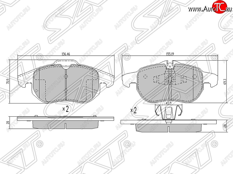 1 499 р. Колодки тормозные SAT (передние)  Opel Astra ( H,  H GTC) - Zafira  В  с доставкой в г. Воронеж