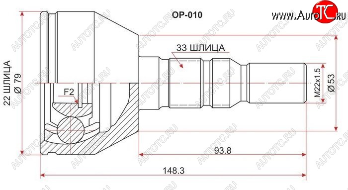 1 699 р. Шрус (наружный) SAT (22*33*53 мм) Opel Astra H универсал (2004-2007)  с доставкой в г. Воронеж