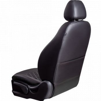 7 199 р. Чехлы для сидений Lord Autofashion Турин Ромб (экокожа, 60/40, подлокотник, 3 Г-образных подголовника) Opel Astra J хэтчбек 5 дв. дорестайлинг (2009-2012) (Черный, вставка черная, строчка серая)  с доставкой в г. Воронеж. Увеличить фотографию 3