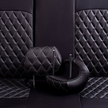 7 199 р. Чехлы для сидений Lord Autofashion Турин Ромб (экокожа, 60/40, подлокотник, 3 Г-образных подголовника) Opel Astra J хэтчбек 5 дв. дорестайлинг (2009-2012) (Черный, вставка черная, строчка серая)  с доставкой в г. Воронеж. Увеличить фотографию 5