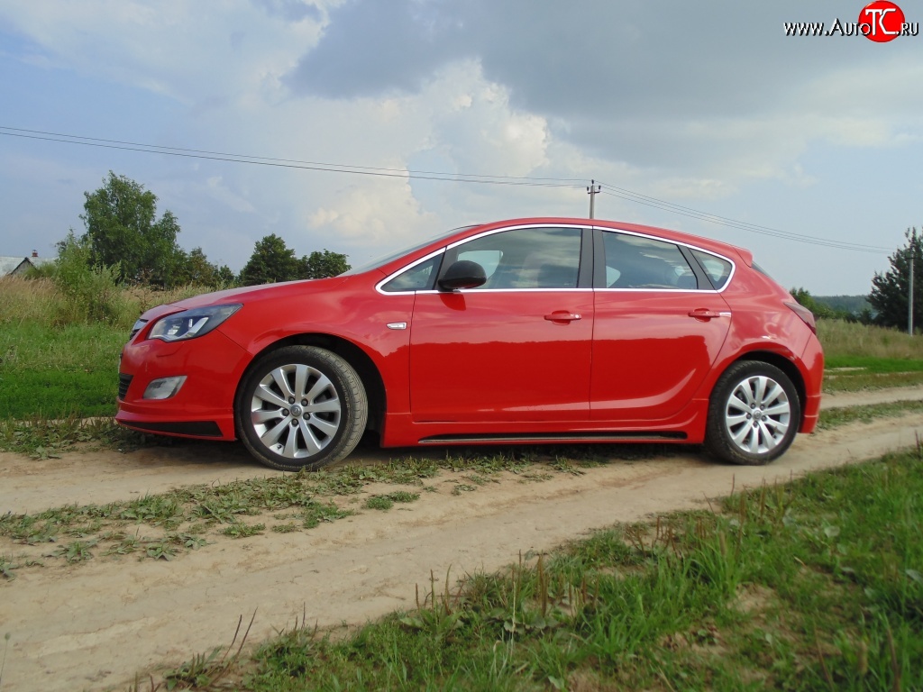 5 249 р. Пороги накладки Sport Opel Astra J хэтчбек 5 дв. дорестайлинг (2009-2012) (Неокрашенные)  с доставкой в г. Воронеж