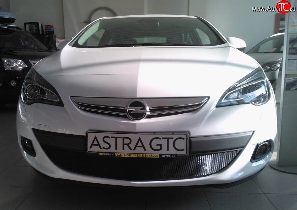 1 469 р. Сетка на бампер GTC Russtal (черная) Opel Astra J хэтчбек 5 дв. дорестайлинг (2009-2012)  с доставкой в г. Воронеж