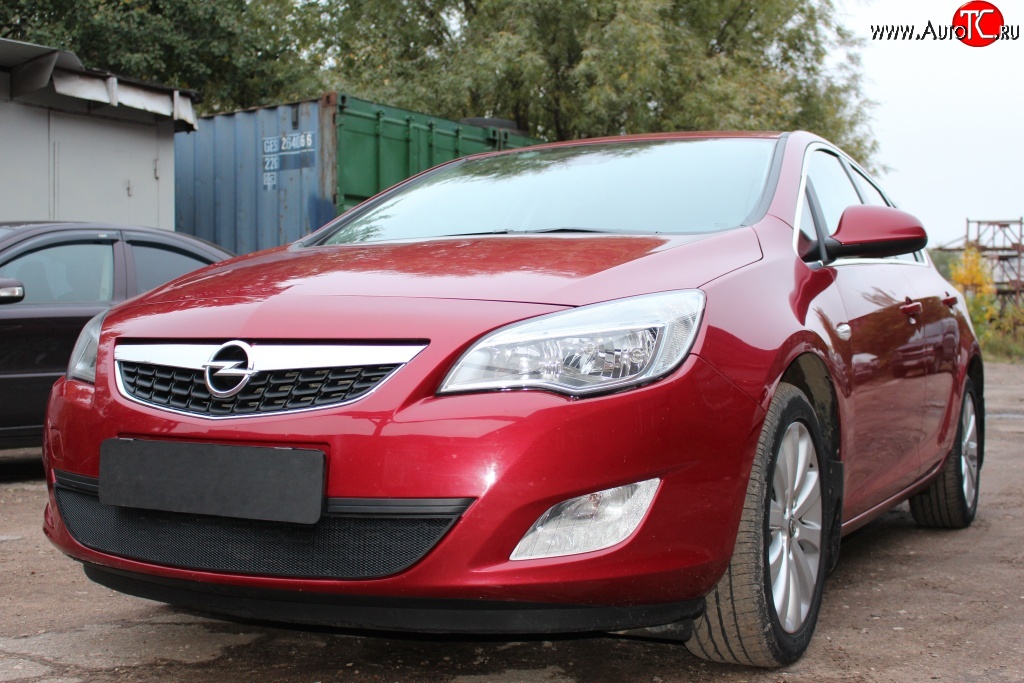 1 469 р. Сетка на бампер Russtal (черная) Opel Astra J хэтчбек 5 дв. дорестайлинг (2009-2012)  с доставкой в г. Воронеж