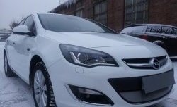 1 539 р. Сетка на бампер Russtal (хром) Opel Astra J хэтчбек 5 дв.  рестайлинг (2012-2017)  с доставкой в г. Воронеж. Увеличить фотографию 2