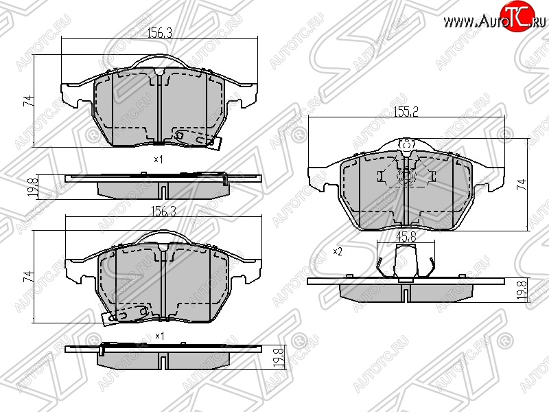 1 039 р. Колодки тормозные SAT (передние)  Opel Astra ( G,  H,  H GTC,  J) - Zafira  В  с доставкой в г. Воронеж