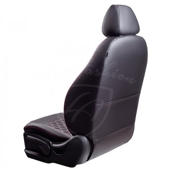 7 199 р. Чехлы для сидений Lord Autofashion Турин Ромб (экокожа)  Opel Corsa  D (2006-2014)   дорестайлинг, хэтчбэк 5 дв., дорестайлинг, хэтчбэк 3 дв., 1-ый рестайлинг, хэтчбэк 3 дв., 1-ый рестайлинг, хэтчбэк 5 дв.,  2-ой рестайлинг, хэтчбэк 5 дв., 2-ой рестайлинг, хэтчбэк 3 дв. (Черный, вставка черная, строчка красная)  с доставкой в г. Воронеж. Увеличить фотографию 2