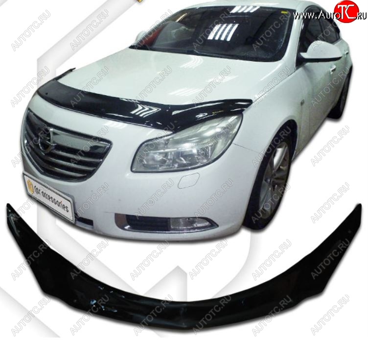 2 599 р. Дефлектор капота CA-Plastic Opel Insignia A дорестайлинг седан (2008-2013) (Classic черный, Без надписи)  с доставкой в г. Воронеж