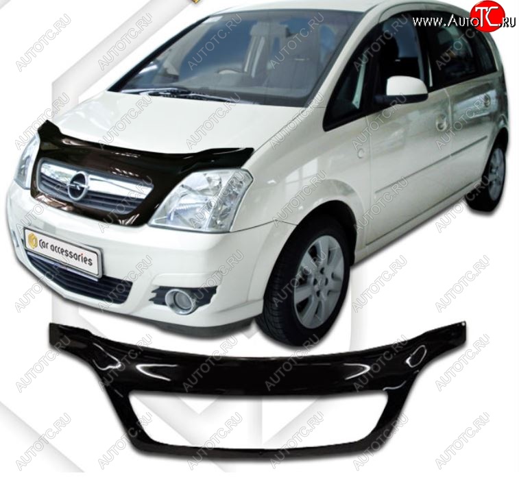 2 599 р. Дефлектор капота CA-Plastic Opel Meriva A (2002-2010) (Classic черный, Без надписи)  с доставкой в г. Воронеж
