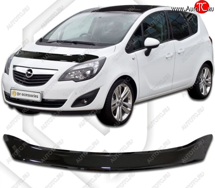 1 999 р. Дефлектор капота CA-Plastic  Opel Meriva  B (2010-2013) (Classic черный, Без надписи)  с доставкой в г. Воронеж
