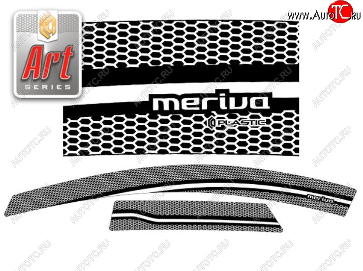 2 399 р. Дефлектора окон CA-Plastic  Opel Meriva  B (2010-2013) (Серия Art черная, Без хром.молдинга)  с доставкой в г. Воронеж