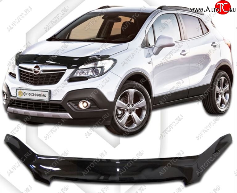 2 199 р. Дефлектор капота CA-Plastic  Opel Mokka (2012-2016)  дорестайлинг (Classic черный, Без надписи)  с доставкой в г. Воронеж