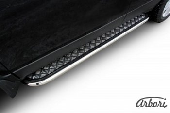 Защита штатных порогов с листом Arbori (труба - нержавейка d42, лист - алюминий) Opel Mokka (2012-2016)  дорестайлинг