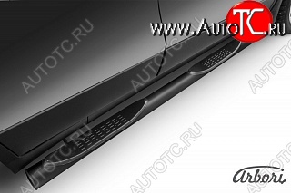 7 703 р. Защита штатных порогов Arbori (с проступью, черная, d76 mm). Opel Mokka  дорестайлинг (2012-2016)  с доставкой в г. Воронеж