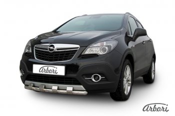 14 363 р. Защита переднего бампера Arbori (с декоративными элементами, нержавейка, 1 труба d57 mm) Opel Mokka  дорестайлинг (2012-2016)  с доставкой в г. Воронеж. Увеличить фотографию 2
