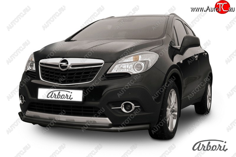 7 559 р. Защита переднего бампера Arbori (черная, 2 трубы d57 и 42 mm) Opel Mokka  дорестайлинг (2012-2016)  с доставкой в г. Воронеж
