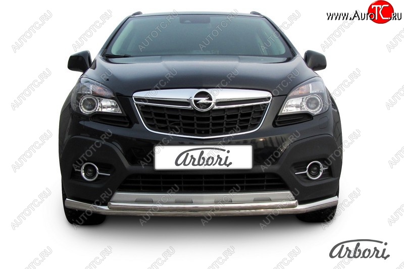 14 363 р. Защита переднего бампера Arbori (нержавейка, 2 трубы d57 и 42 mm) Opel Mokka  дорестайлинг (2012-2016)  с доставкой в г. Воронеж