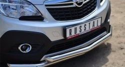 17 999 р. Защита переднего бампера (2 трубыØ63 мм, нержавейка) SLITKOFF Opel Mokka  дорестайлинг (2012-2016)  с доставкой в г. Воронеж. Увеличить фотографию 2