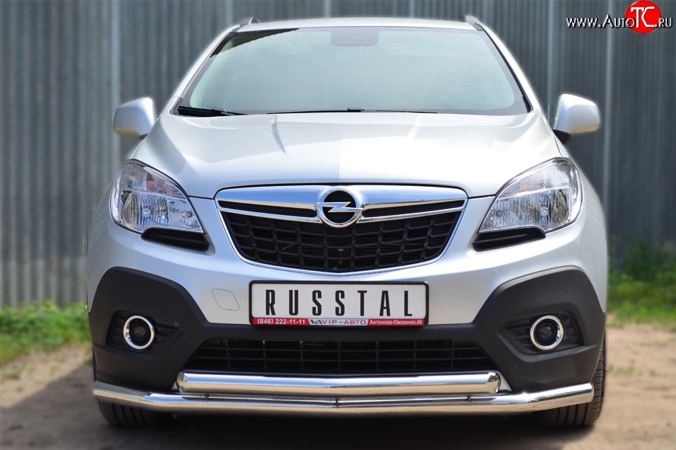 17 999 р. Защита переднего бампера (2 трубыØ63 мм, нержавейка) SLITKOFF Opel Mokka  дорестайлинг (2012-2016)  с доставкой в г. Воронеж