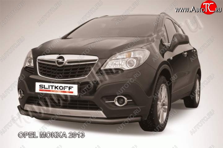 8 599 р. защита переднего бампера Slitkoff Opel Mokka  дорестайлинг (2012-2016) (Цвет: серебристый)  с доставкой в г. Воронеж