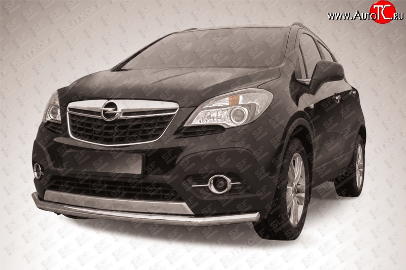 12 299 р. Защита переднего бампера из длинной трубы диаметром 57 мм Slitkoff Opel Mokka  дорестайлинг (2012-2016) (Цвет: нержавеющая полированная сталь)  с доставкой в г. Воронеж