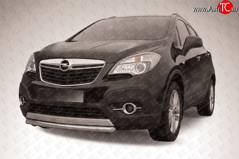 11 299 р. Защита переднего бампера из короткой трубы диаметром 57 мм Slitkoff Opel Mokka  дорестайлинг (2012-2016) (Цвет: нержавеющая полированная сталь)  с доставкой в г. Воронеж