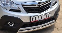 11 599 р. Защита переднего бампера (Ø75х42 мм, нержавейка) Russtal Opel Mokka  дорестайлинг (2012-2016)  с доставкой в г. Воронеж. Увеличить фотографию 2