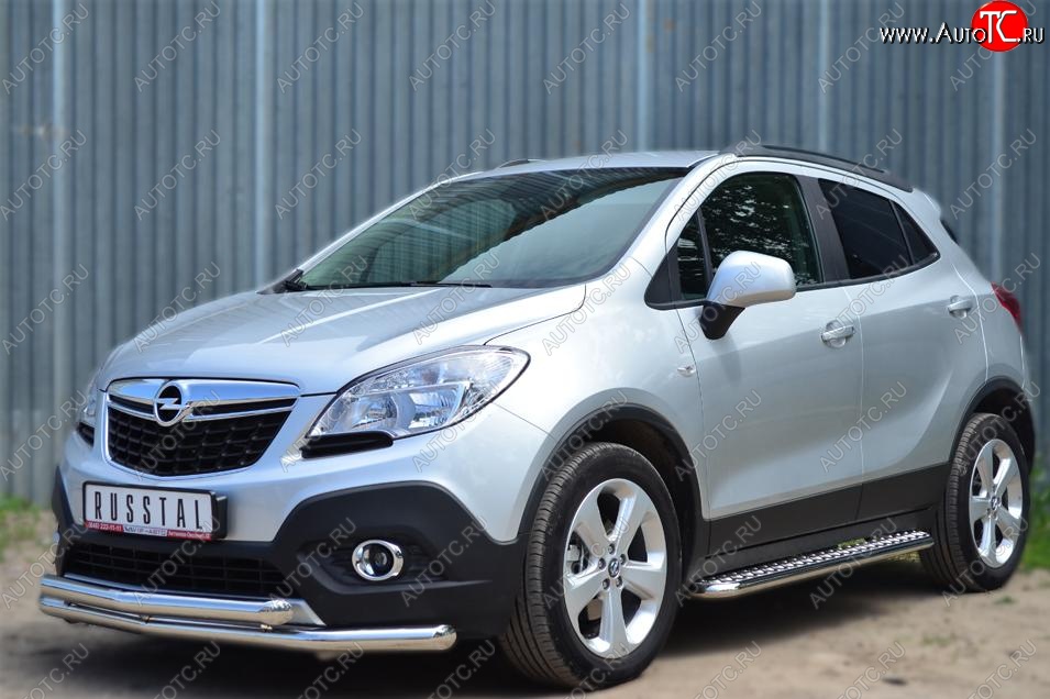 35 549 р. Защита порогов из круглой трубы диаметром 42 мм SLITKOFF v3 Opel Mokka  дорестайлинг (2012-2016)  с доставкой в г. Воронеж