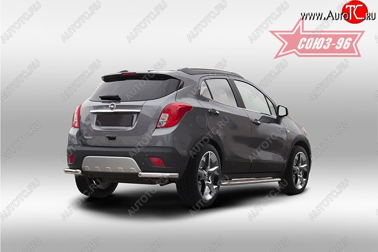 10 574 р. Защита заднего бампера из боковых уголков Souz-96 (d60) Opel Mokka  дорестайлинг (2012-2016)  с доставкой в г. Воронеж