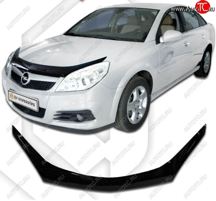 2 399 р. Дефлектор капота CA-Plastiс  Opel Vectra  C (2005-2008) лифтбэк рестайлинг, седан рестайлинг, универсал рестайлинг (Classic черный, Без надписи)  с доставкой в г. Воронеж